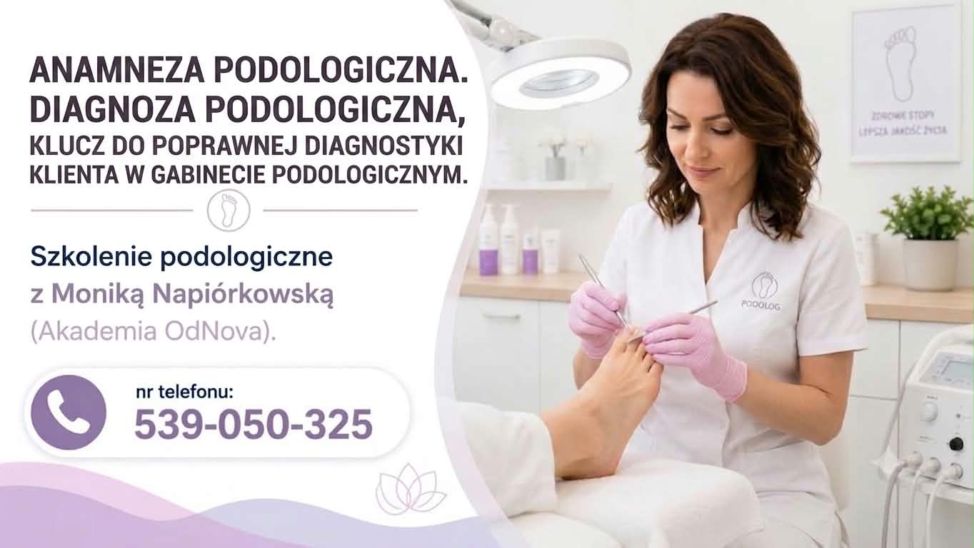 Anamneza podologiczna. Diagnoza podologiczna, klucz do poprawnej diagnostyki klienta w gabinecie podologicznym. Szkolenie z Moniką Napiórkowską (Akademia OdNova).