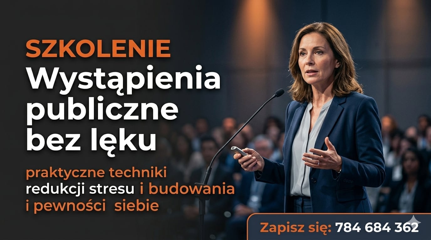 Wystąpienia publiczne bez lęku – praktyczne techniki redukcji stresu i budowania pewności siebie.